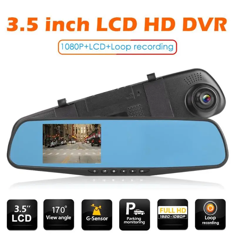 3 5 дюймов 1080P Автомобильный видеорегистратор 100 градусов зеркало заднего вида Dash