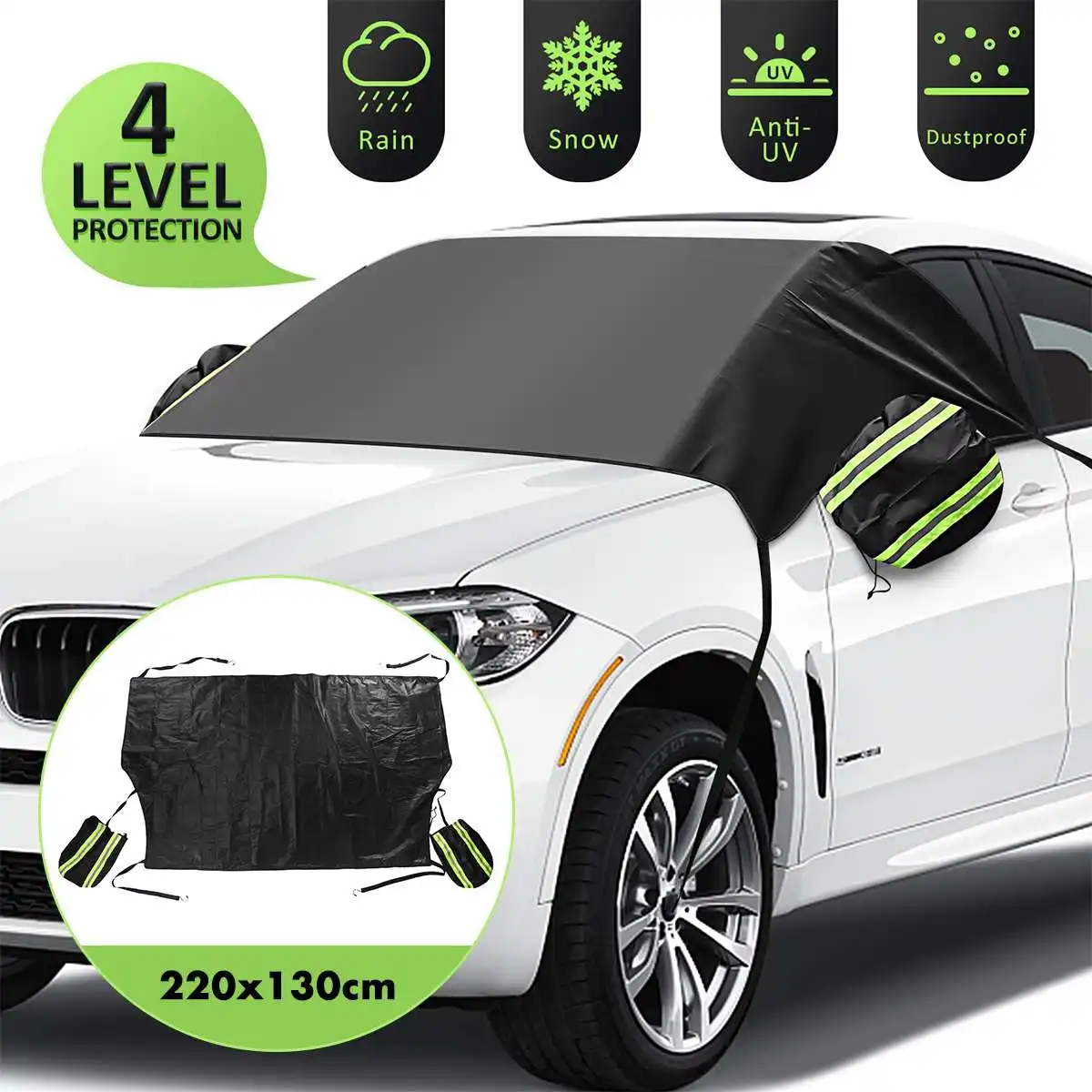 

220*130cm Car Windshield Snow Cover for Car Front Window Windscreen Ice Cover Protector Waterproof Protector Cover Sun Shade