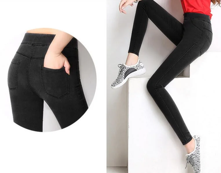 

Mom Jeans High Waist Vintage Washed Denim Skinny Slim Pencil Pants Jeans For Women Elastic Stretch Trousers Female Big Plus Size