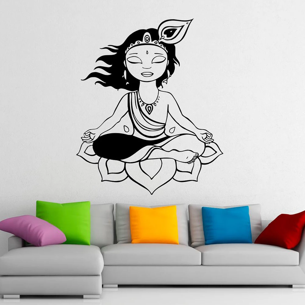 

Yoga Lotus Wall Decal Vinyl Sticker Meditation Philosophy Wall Stickers Yoga Studio Home Interior Decor Design Art Murals C191