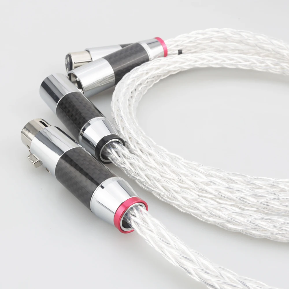 

Audiocrast 8AG OCC Silver Plated Balanced Audio Cable With Black Carbon Fiber Male Female Plug HIFI Interconnect Cable Audiophil