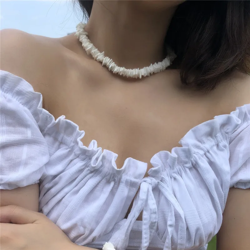 Богемный гравий в морском стиле белый цвет шикарное Ретро креативное ожерелье из