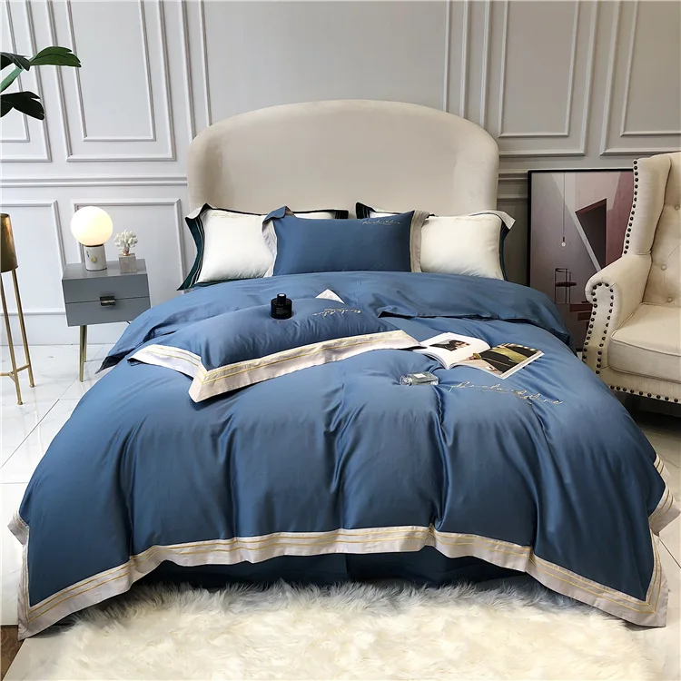 

60S Egyptian cotton Bedding Set embroidery Bed set Duvet Cover Bed Sheet pillowcases qulit cover high-end luxurious white color