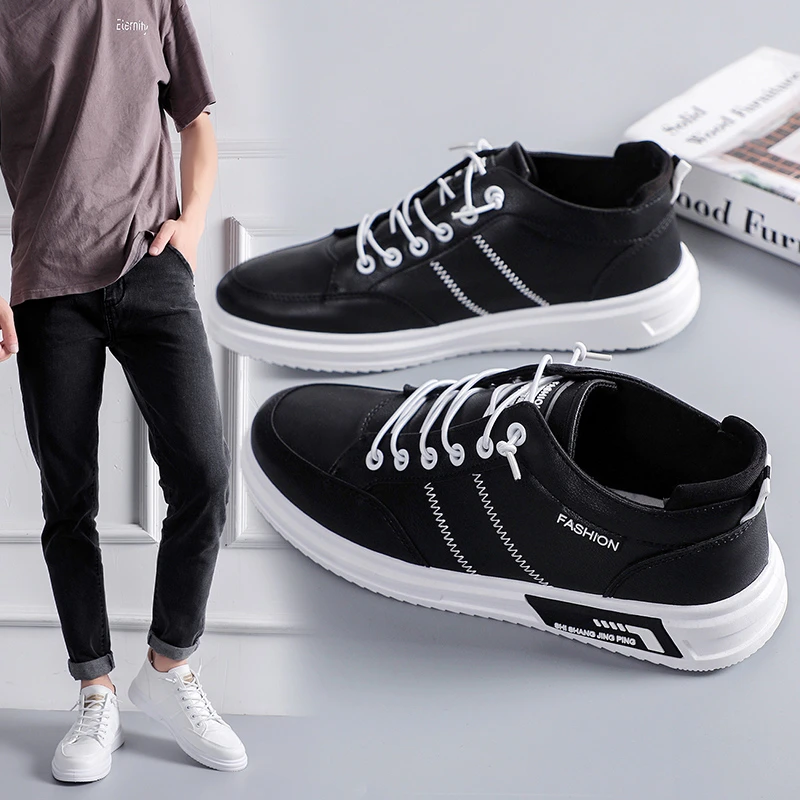 

Vulcanized shoes men's sports shoes 2021 fashion casual spring and autumn non-slip pu outdoor running shoes white shoes