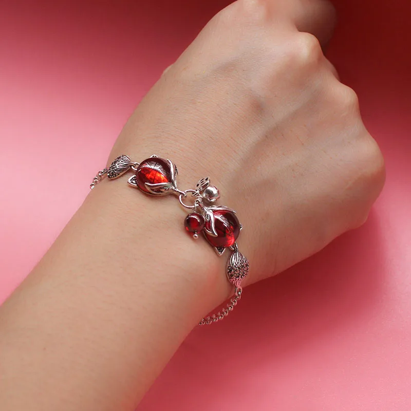 Женский браслет труста из стерлингового серебра 925 пробы с лисой и колокольчиком