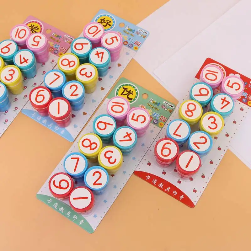 10 шт./компл. набор штампов 1-10 цифр резиновые детские симпатичные пластиковые