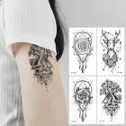 Черные сексуальные кружевные Временные татуировки стикер для женщин Бабочка Моль письмо цветок поддельные татуировки наклейки перо Флора тату