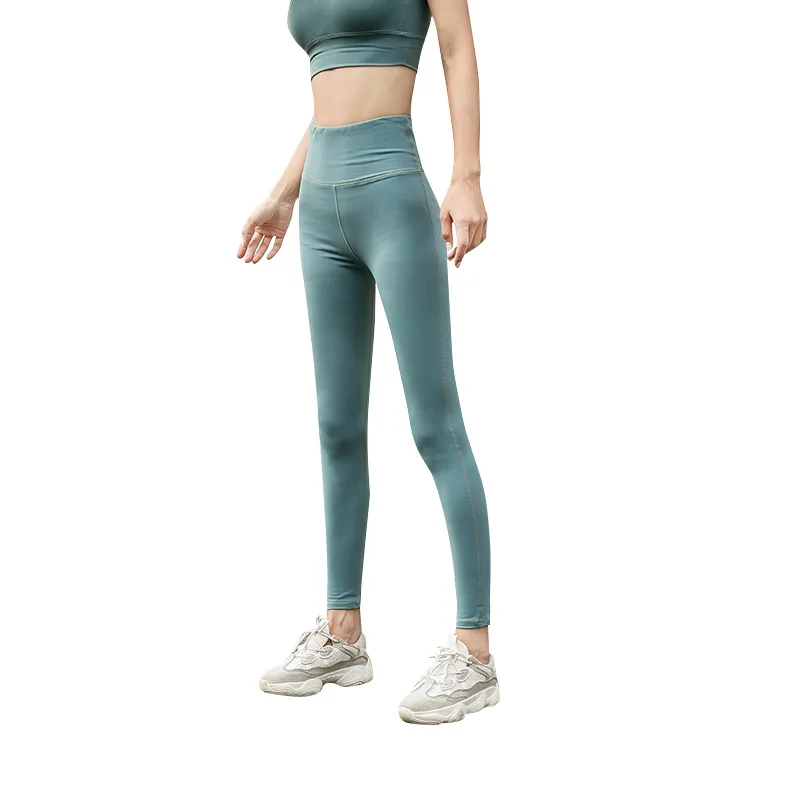 

New double-sided sanding nude yoga pants women high waist stretch fitness pants solid color sports tights