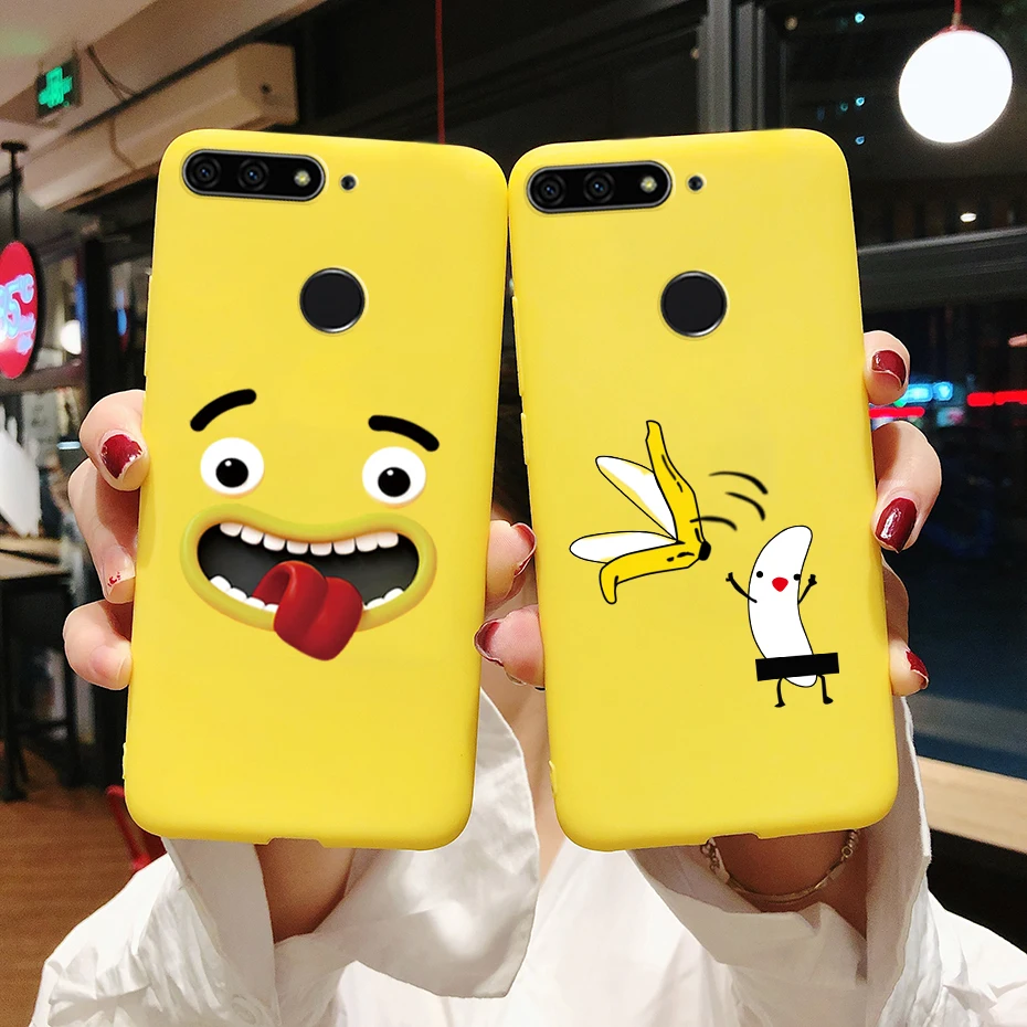 Силиконовый чехол для Huawei y7 Y 7 2018 милые Мультяшные чехлы телефонов матовый мягкий