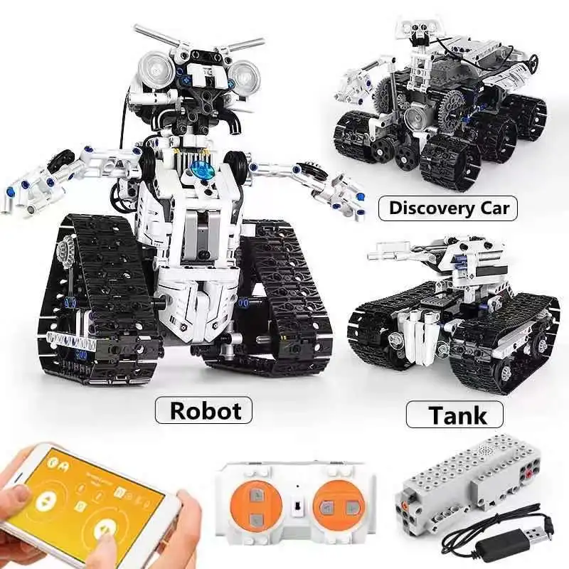 

MOULD KING 606pcs High Technical Building Blocks 15046 APP Remote Control Transbot Robot Model Assembly Bricks Kids DIY Toys