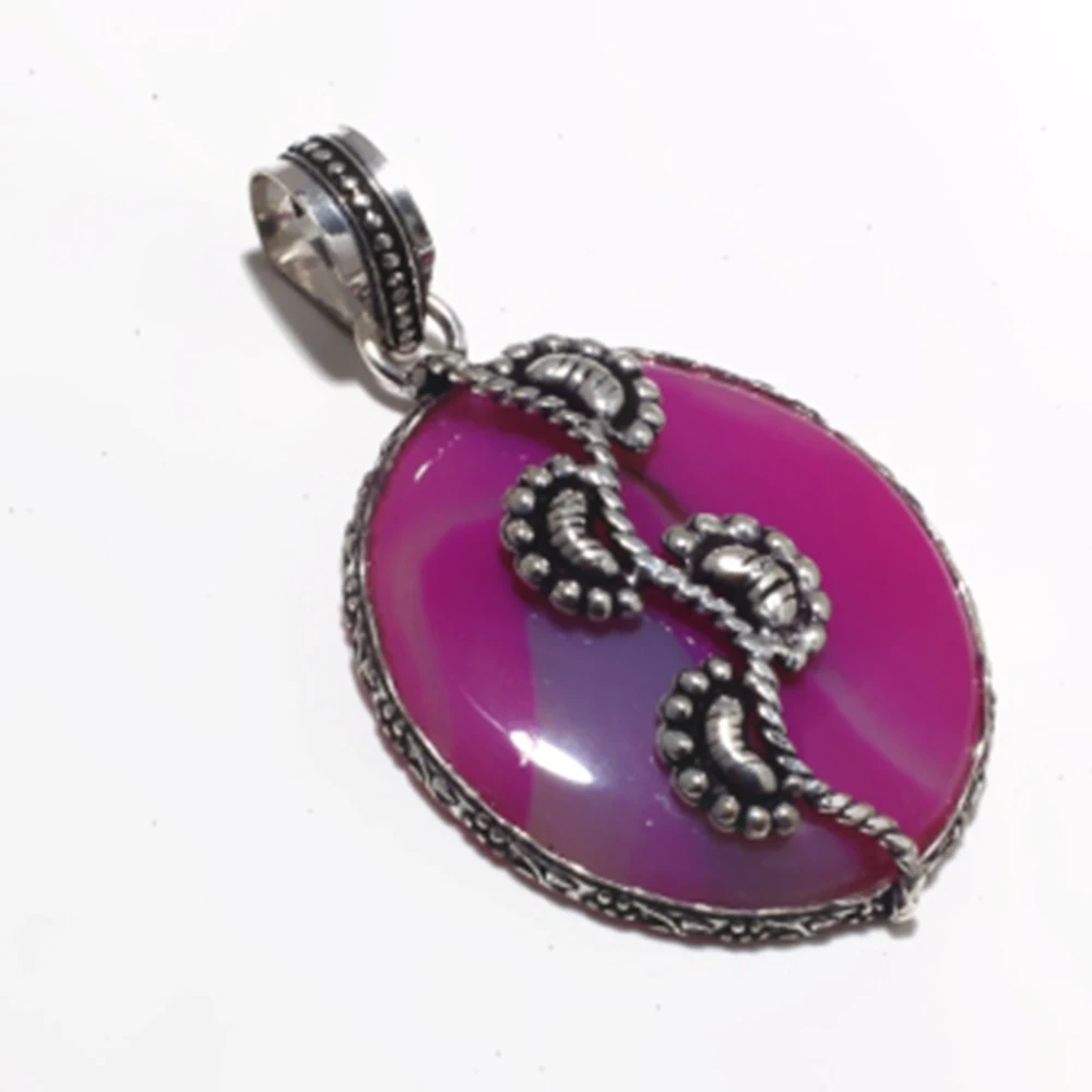 Ботсвана агаты кулон серебряное покрытие над медными ювелирными изделиями 53 мм