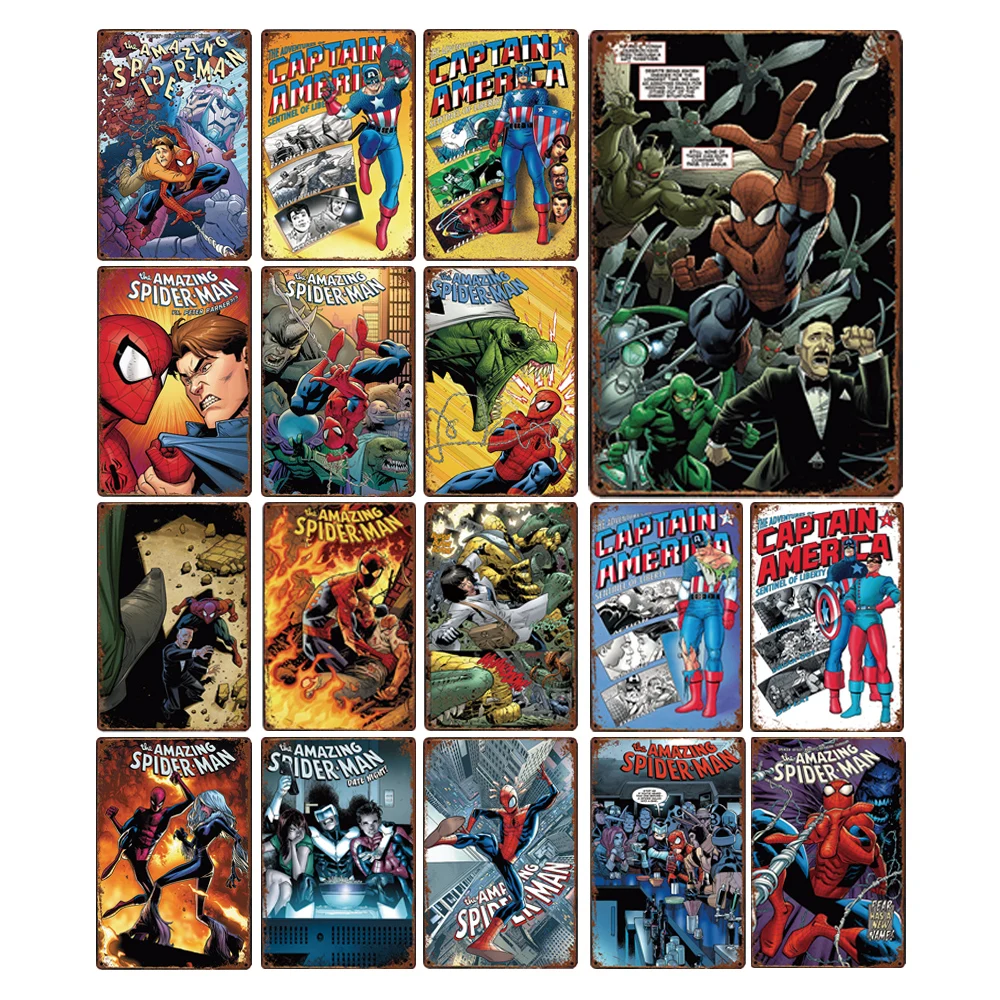 

Металлические знаки с героями, комикс, винтажный вид, мультяшный плакат, Оловянная картина для детской комнаты, настенное украшение, кинозн...