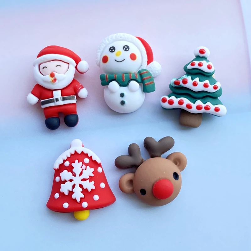 10Pcs New Lovely Christmas Collection Flat Back Cabochon Scrapbooking Hair Bow Center Embellishments DIY Accessories F78