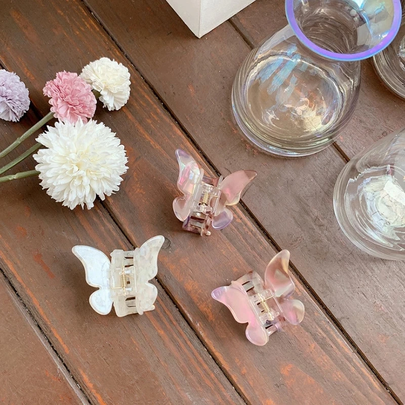 

Acetate Resin Hair Claw Sweet Fairy Butterfly Hairpin Clip Gradient Tie-Dye Colored Styling Tools Barrettes for Women Girls