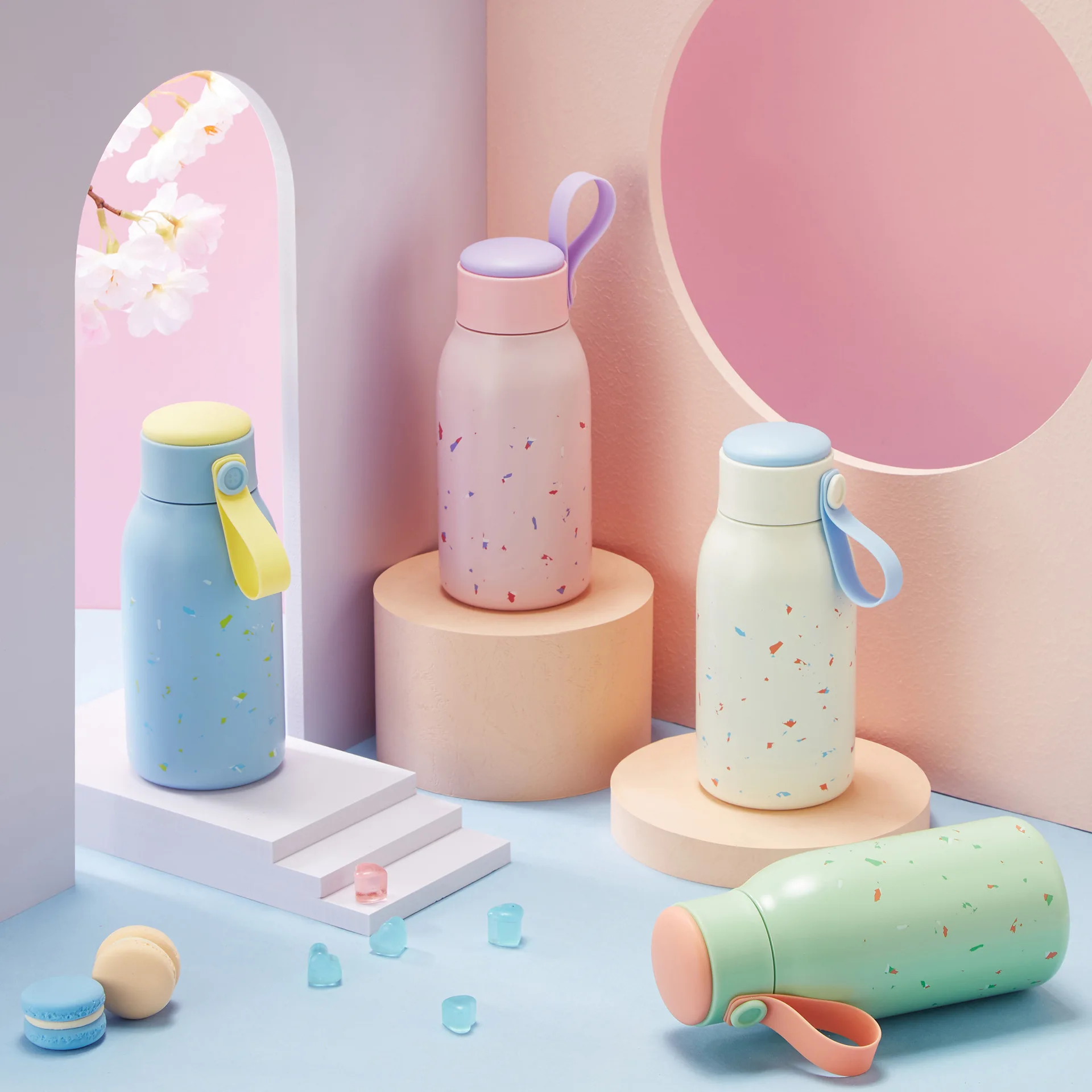 

370ml Cute Stainless Steel Vacuum Flasks Portable Silicone Portable Insulation Milk Coffee Holiday Gift Mini Vacuum Flasks