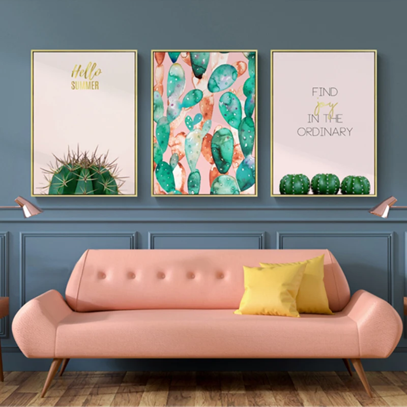 Настенный постер в скандинавском стиле рисунок на холсте с изображением зеленых