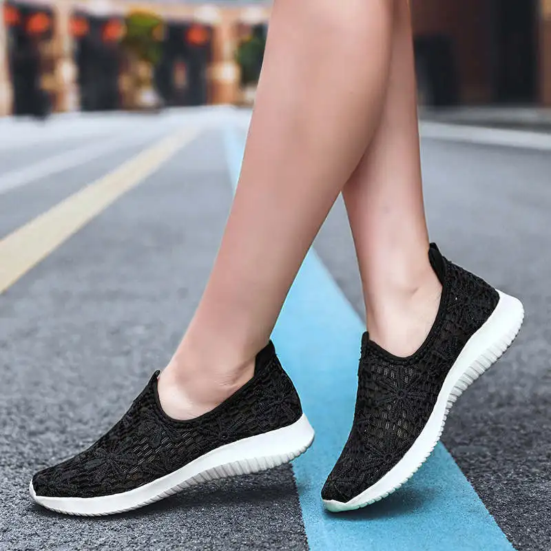 

Breath Black Running Shoes Without Heels Women's Black Sports Shoes Lady Female Running Sneakers Sport Sneakers Woman Tennis