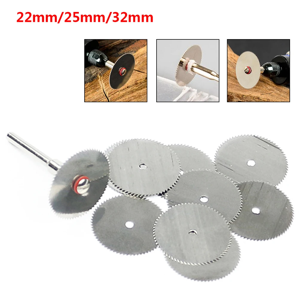 

10pcs Wood Saw Blade Disc + 2pcs Rod Rotary Cutting Woodworking Tool 22/ 25/32mm Electric Grinder Accessories Cutting Disc