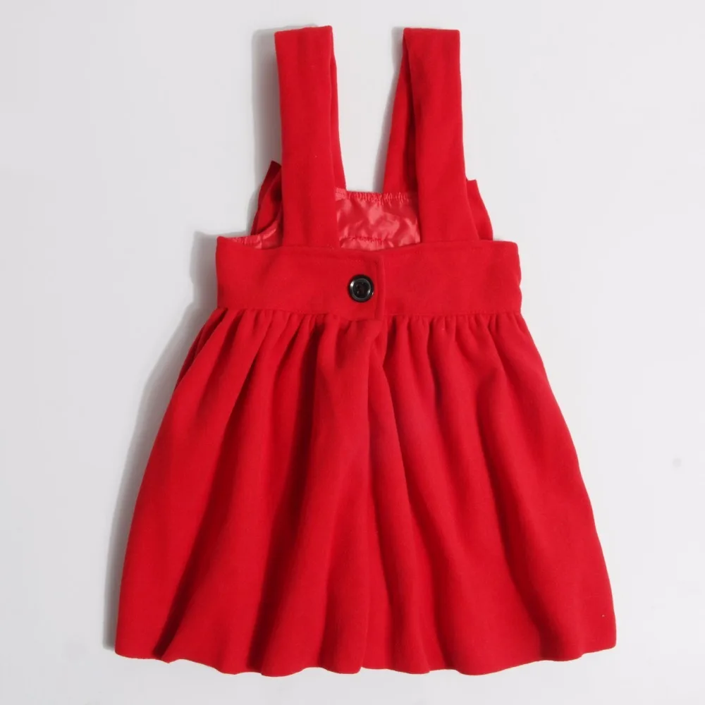 Christmas Girl Dresses Europe Style 2021 Winter Woolen Strap Dress Red Bow Princess Costume Vestidos Girls Party Clothes 2-7Y | Детская