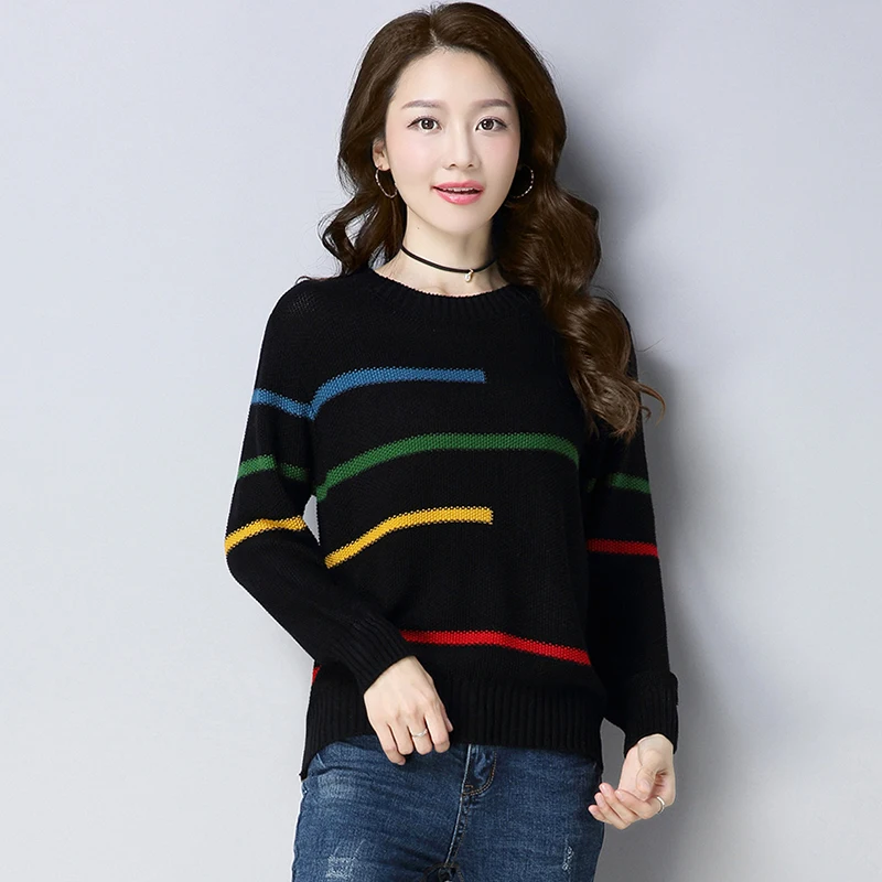 

Women Sweater Knitted Korean Female Long Sleeve O-neck Sweater And Pullover Female Autumn Winter Loose Jumpers Casual 2021