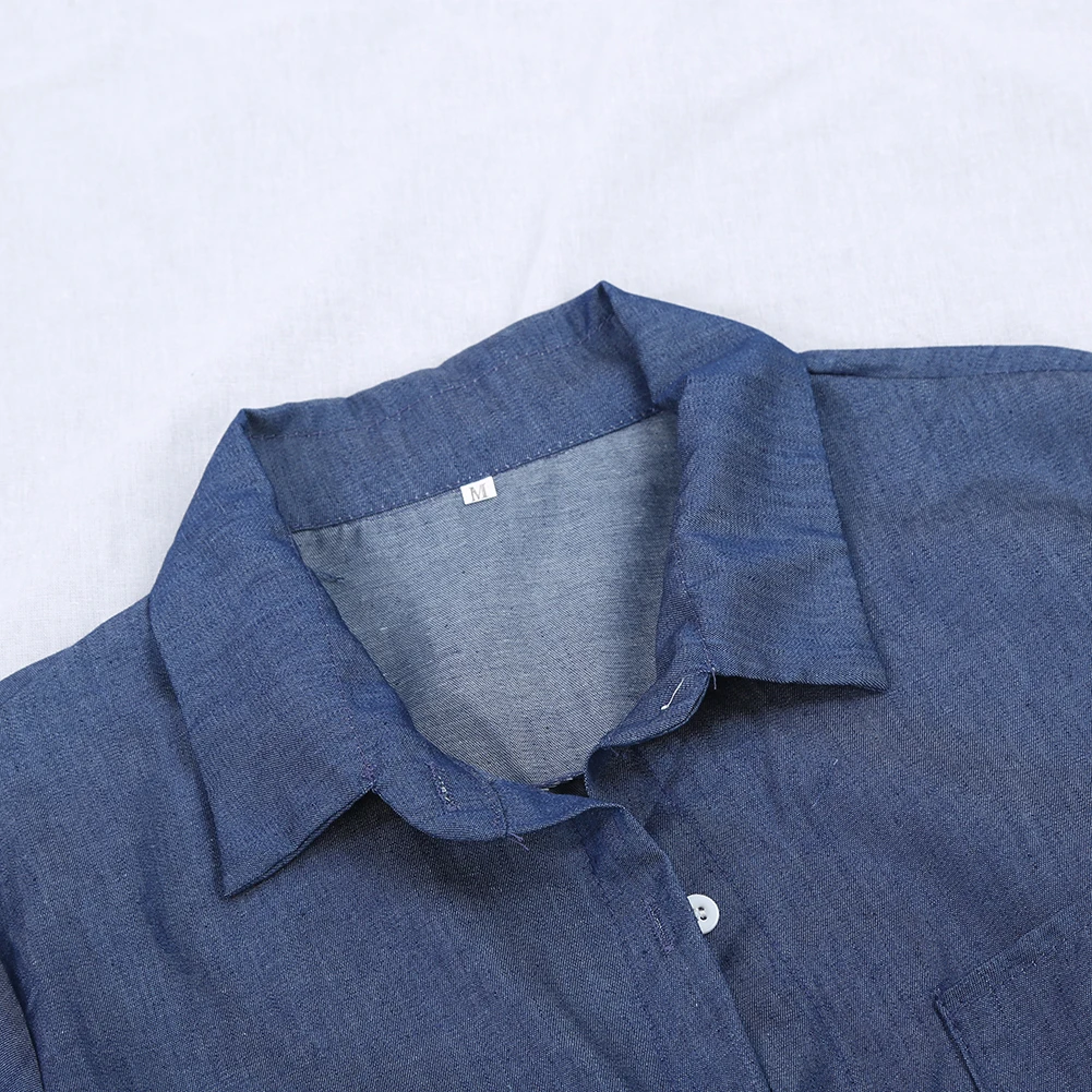 

Spring Autumn Woman Denim Shirt Fashion Long Sleeve Casual Denim Blouse Tops Shirt with Pockets Blusa Jeans Feminina