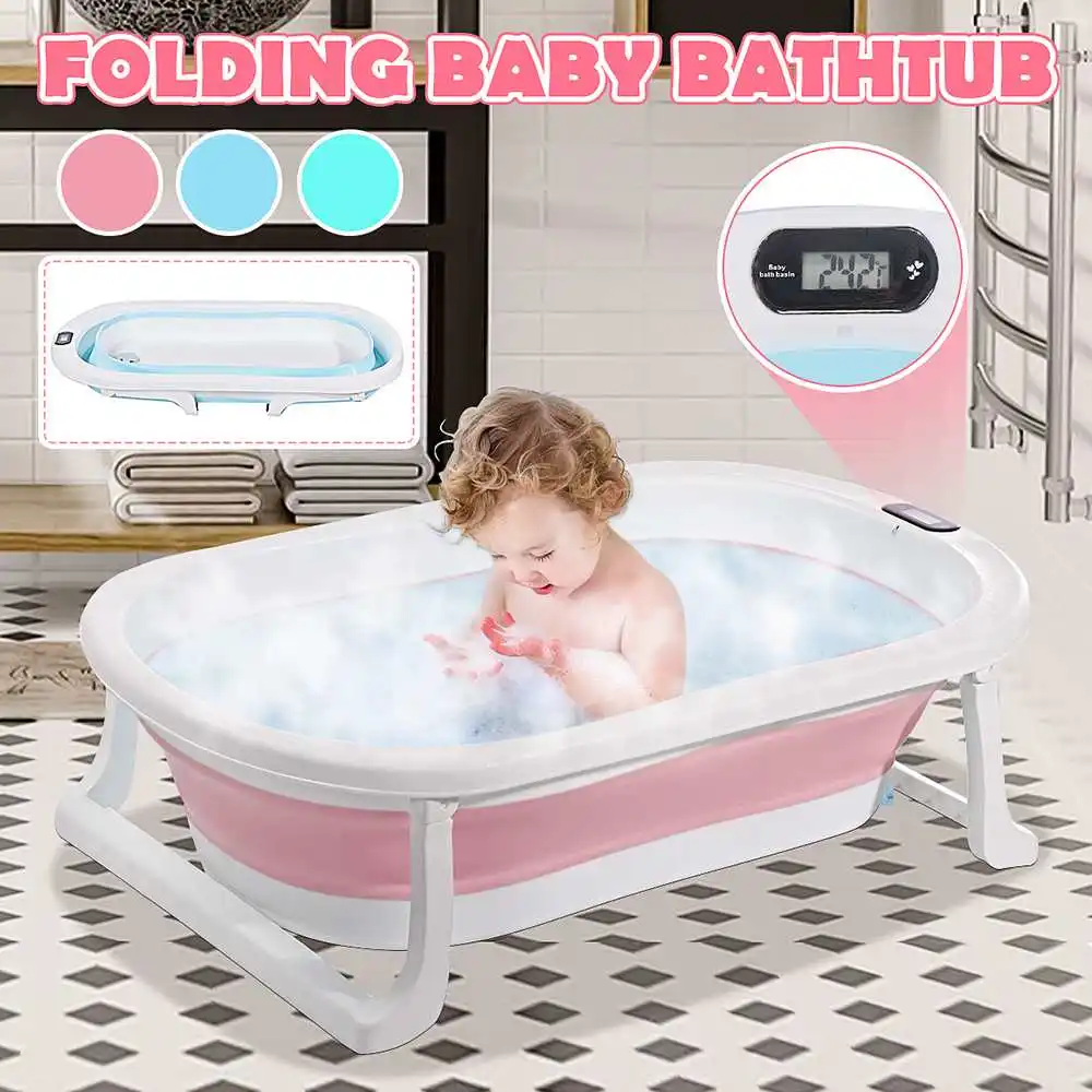 

Baby Bath Bracket Folding Bathtub Electronic Temperature Children Lying Bath Barrel Oversize Thicken Baby Supplies Baby Bathtue