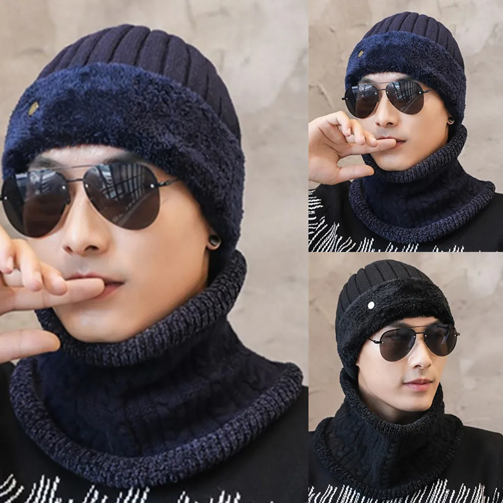 2 шт. зимние ветрозащитные шапки для походов мужская теплая термовязаная шапка