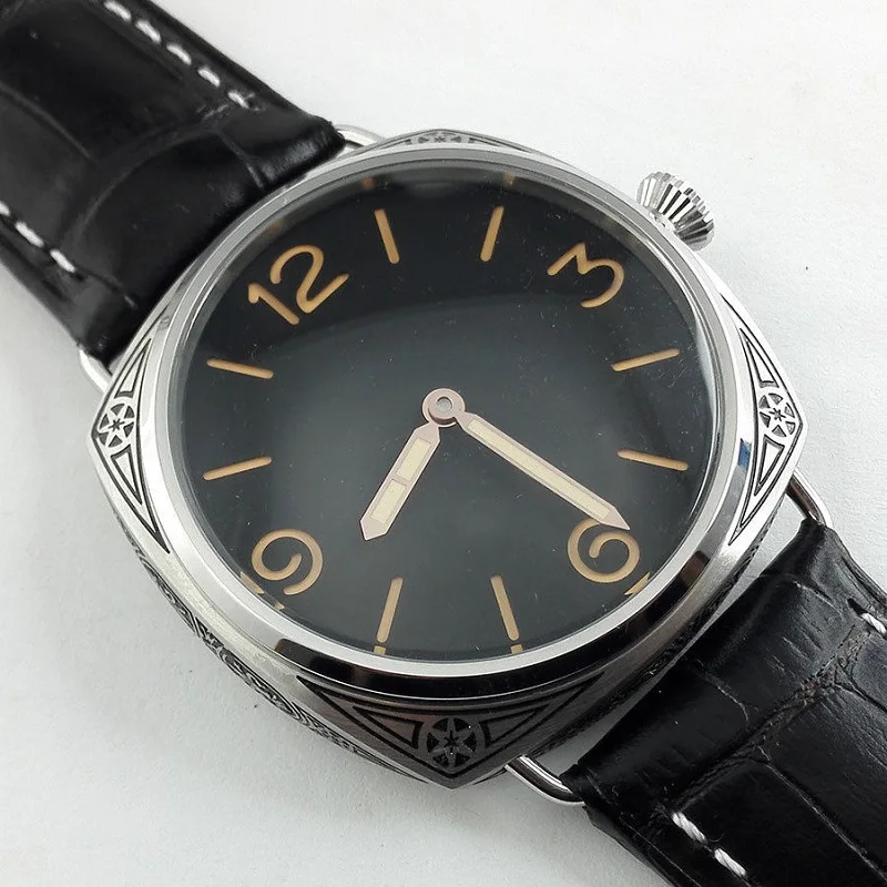 Мужские механические часы с ручным заводом светящиеся водонепроницаемые 316L