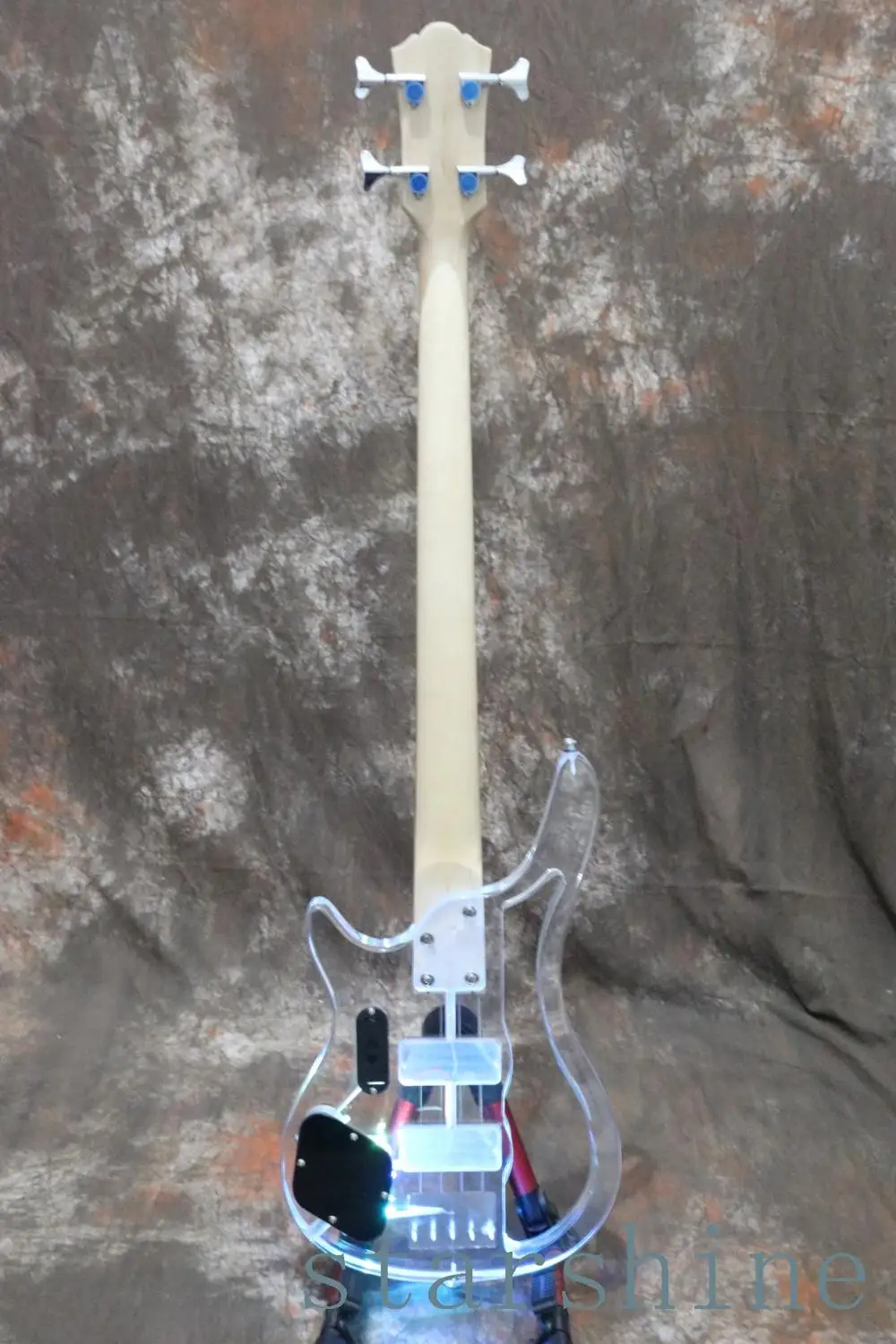 OEM дизайн выдалбливают акриловый корпус 4 струны электрическая бас гитара