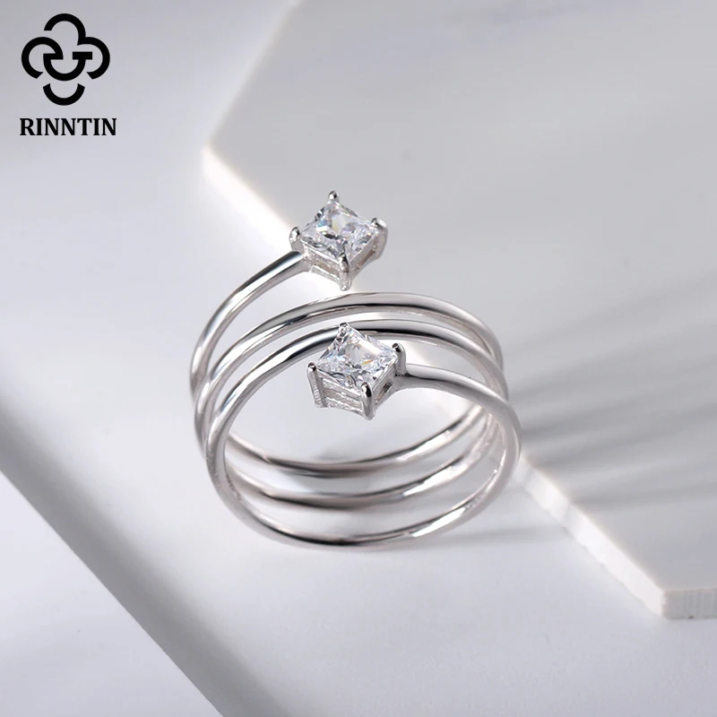 Женское кольцо из серебра 925 пробы с прозрачным цирконием|Кольца| |