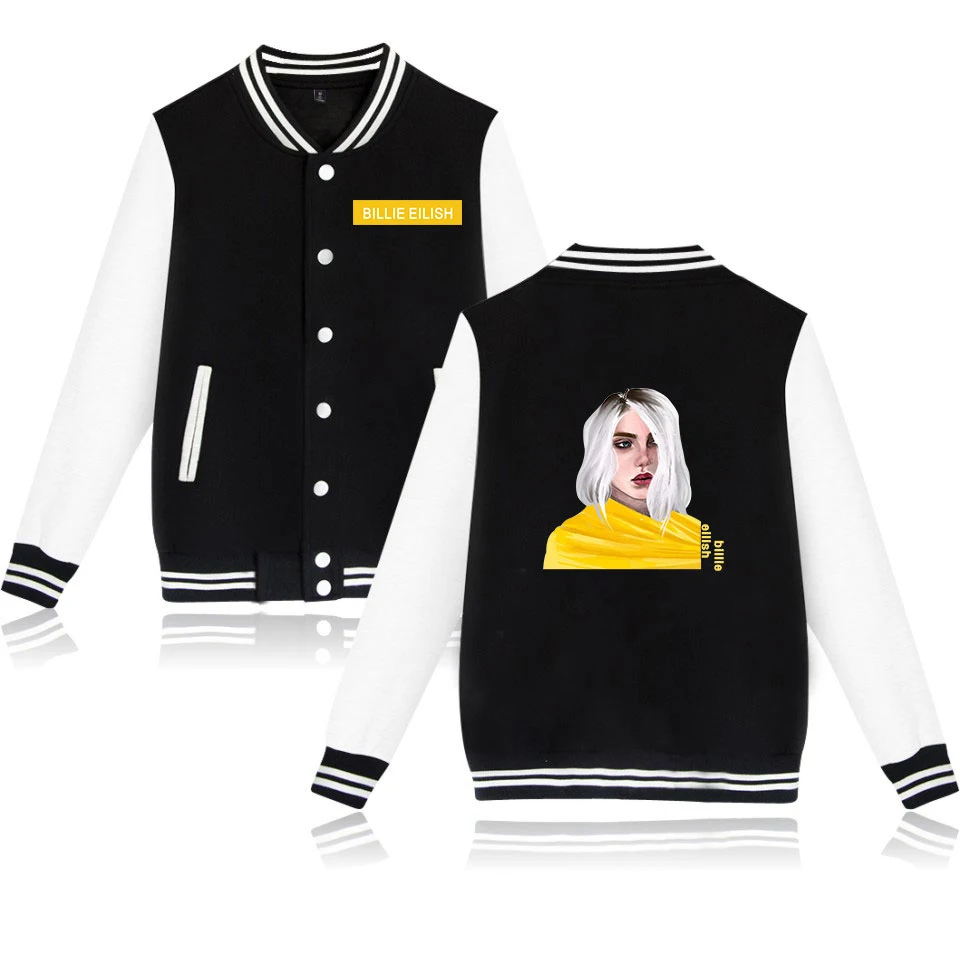 Billie Eilish, бейсбольная куртка, женская, мужская, модная, повседневная, Харадзюку, хип-хоп, уличная, с принтом, бейсбольная куртка, синяя+ серая, куртки, топы