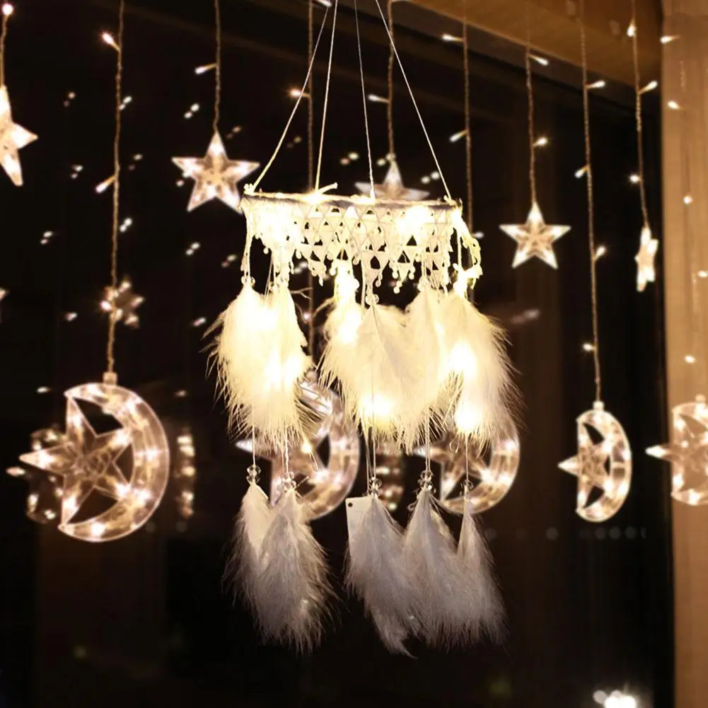 Девушка сердце Ловец снов ночник национальные Перьевые Украшения кружевные