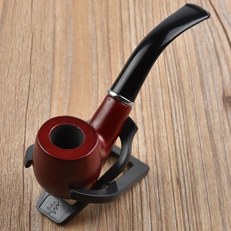 

Classic Smoking Tobacco Pipe Bent Round Wooden Tobacco Herb Grinder Pipe Smoking Chimney Filter Gift for Smoke Accessories