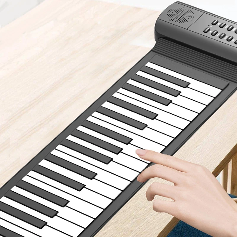 

SEWS-Portable Folding Multifunctional Silicon 61 Keys Roll Up Piano Electronic Hand-Rolling Piano with Built-in Loud Speaker