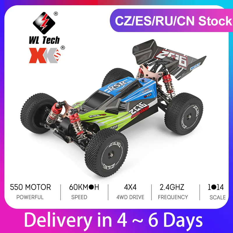 Wltoys XKS 144001 Радиоуправляемый автомобиль 60 км/ч высокая скорость 1/14 2 4 ГГц Багги 4WD
