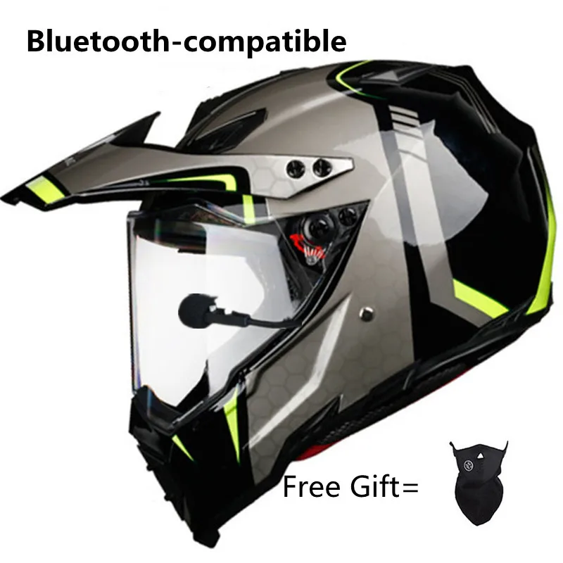 Bluetooth-compatible Helmet Motocross Motorcycle Helmet With Sun Brim Removed Matte Black M L Xl CE