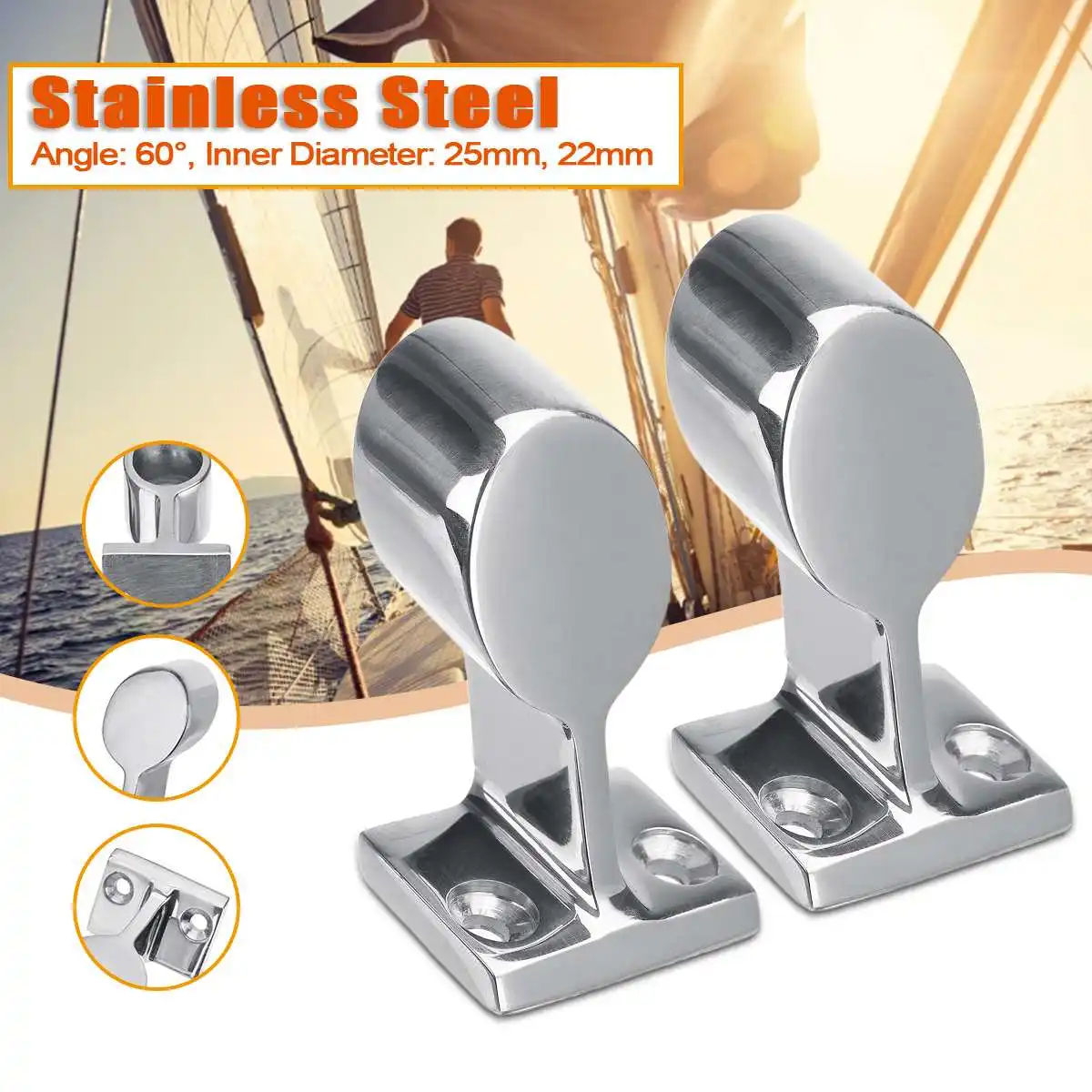 

Boat Tube Pipe Base 316 Stainless Steel Marine 60 Angle Railing Handrail Pipe Base Fitting Support Durable Reusable Hardware