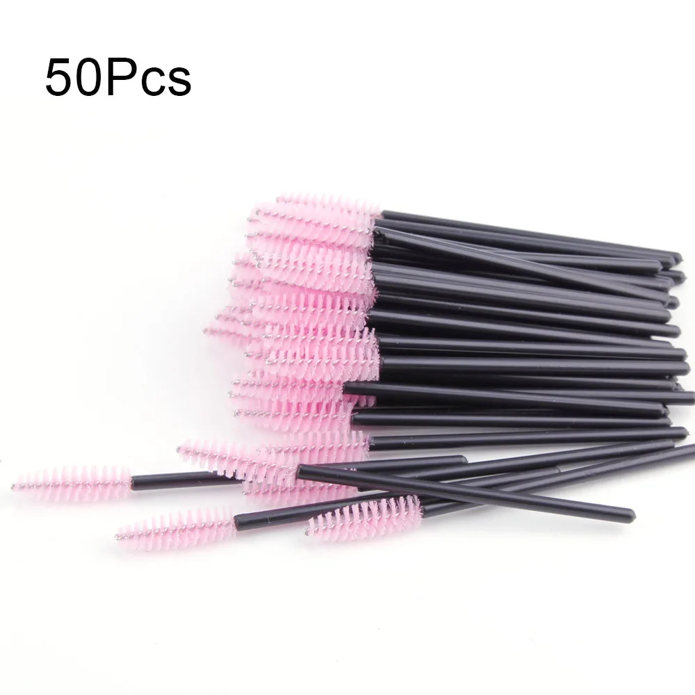50pcs pink 50 шт. одноразовые кисти для ресниц и бровей косметические ресницы кисточки maquiagem Cilio тушь для ресниц палочки Аппликатор ресницы Макияж инструмент - Цвет: 50pcs pink