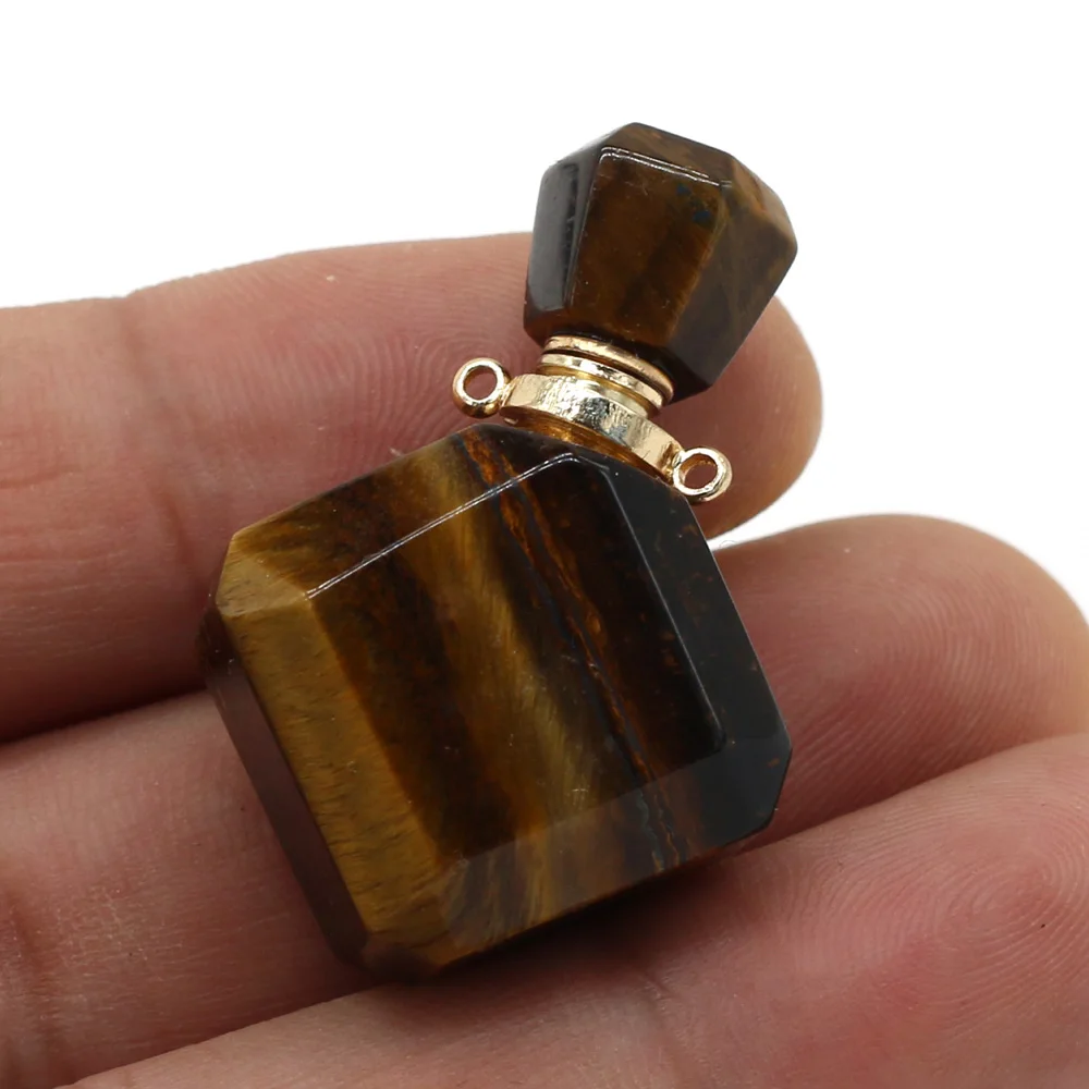 

New Natural Semi-precious Stone Tiger's Eye Perfume Bottle Pendant Handmade Crafts Ornament Making DIY Necklace Bracelet Jewelry