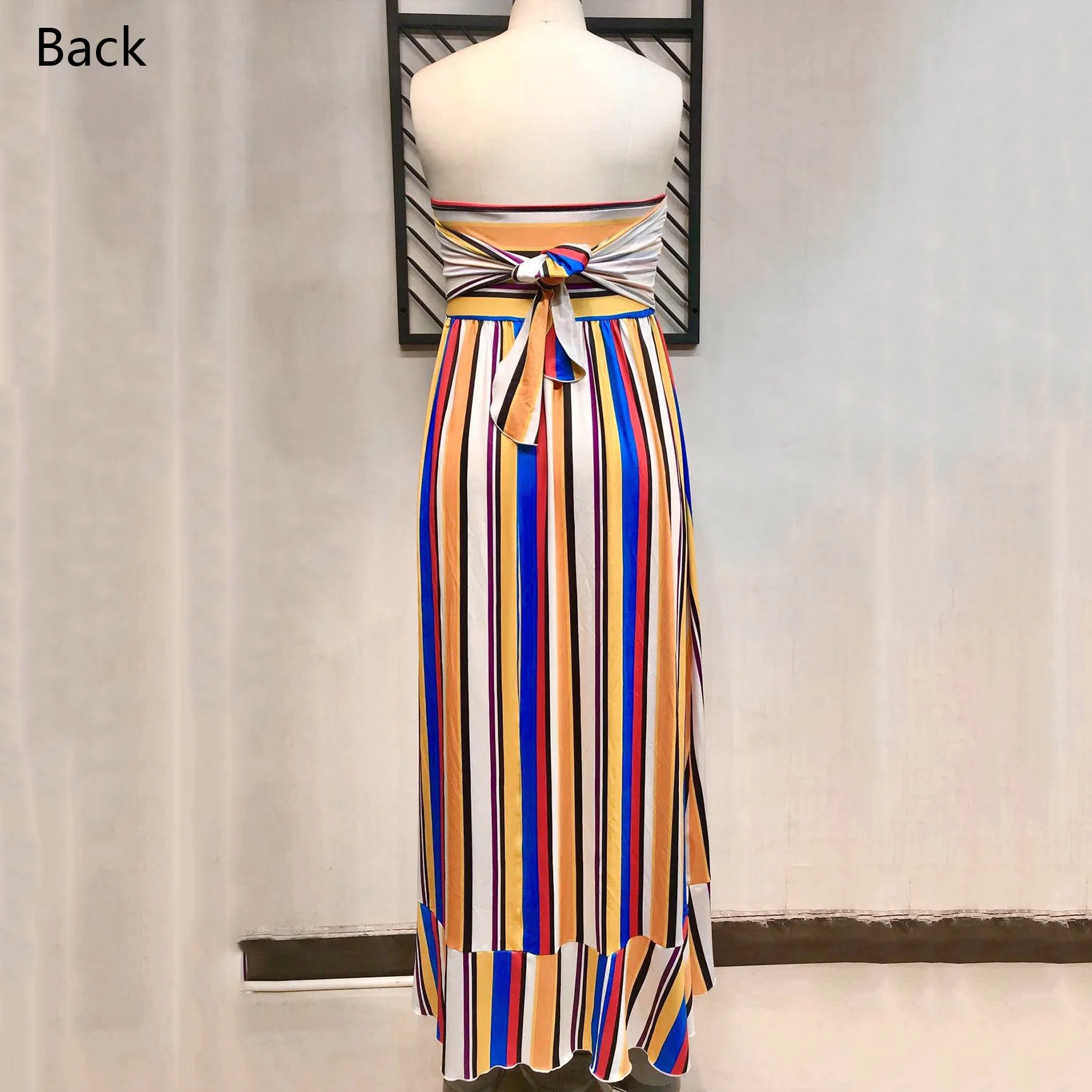 

4XL 5XL Plus Size Dress For African Ladies Fat Striped Printed Off the Shoulder Floor Length Elegant Evening Night Party Vestido