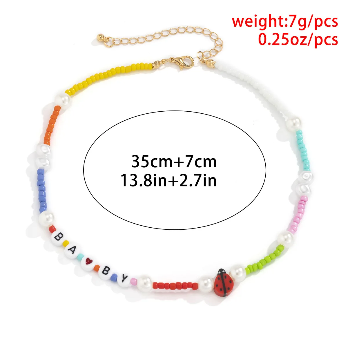 

New Cute Bohemia Colorful Beads Pearls Handmade BABY Letters Choker Necklace for Women Girls Boho Necklaces Clavicle Jewelry