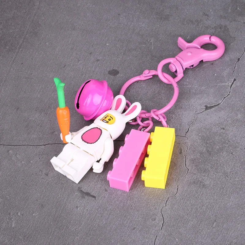 Креативная цепочка для ключей с басами и лайтером строительный блок мультяшный