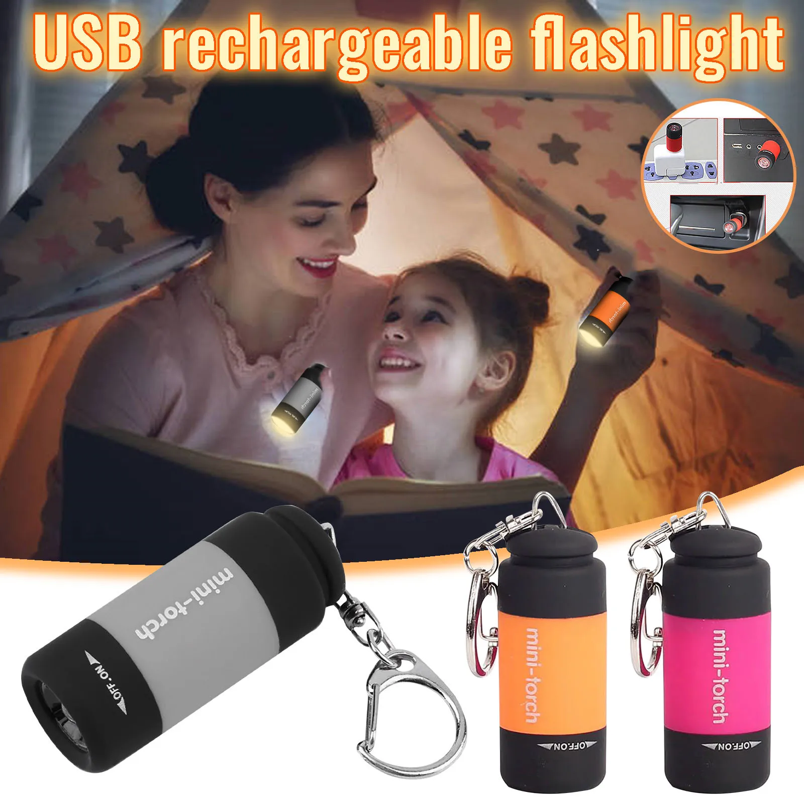 Мини фонарь 0 3 w 25lum Usb Перезаряжаемые СВЕТОДИОДНЫЙ торшер брелок Linterna