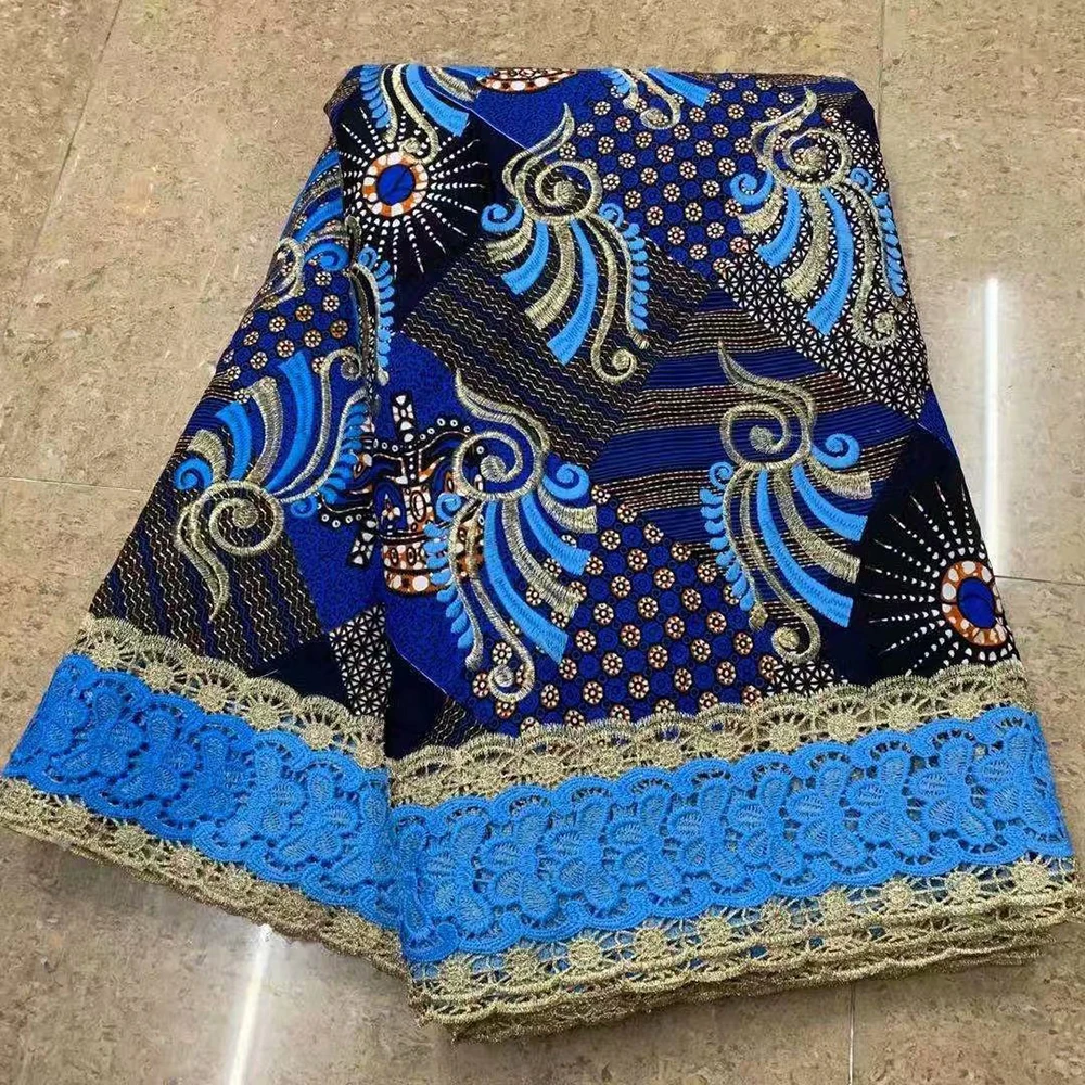 

Nice Embroidered Water Soluble Real Batik African Cotton Wax Fabric Nigerian Ankara Jacquard Prints Cloth With Guipure Cord Lace