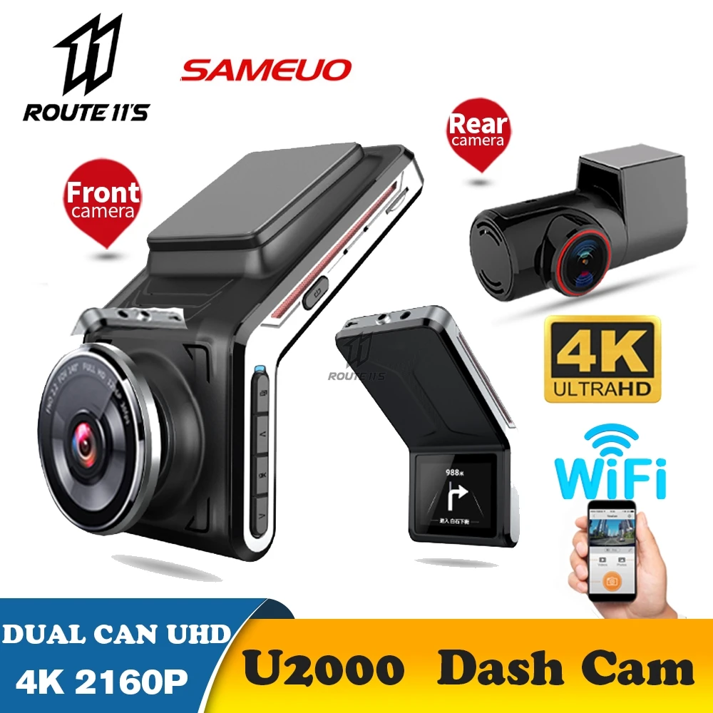 SAMEUO U2000 Car Dvr Wifi Dash Cam 4K Dashcam UHD 2160P Reverse Camera Video Recorder Auto Car Camera 24H Parking Monitoring