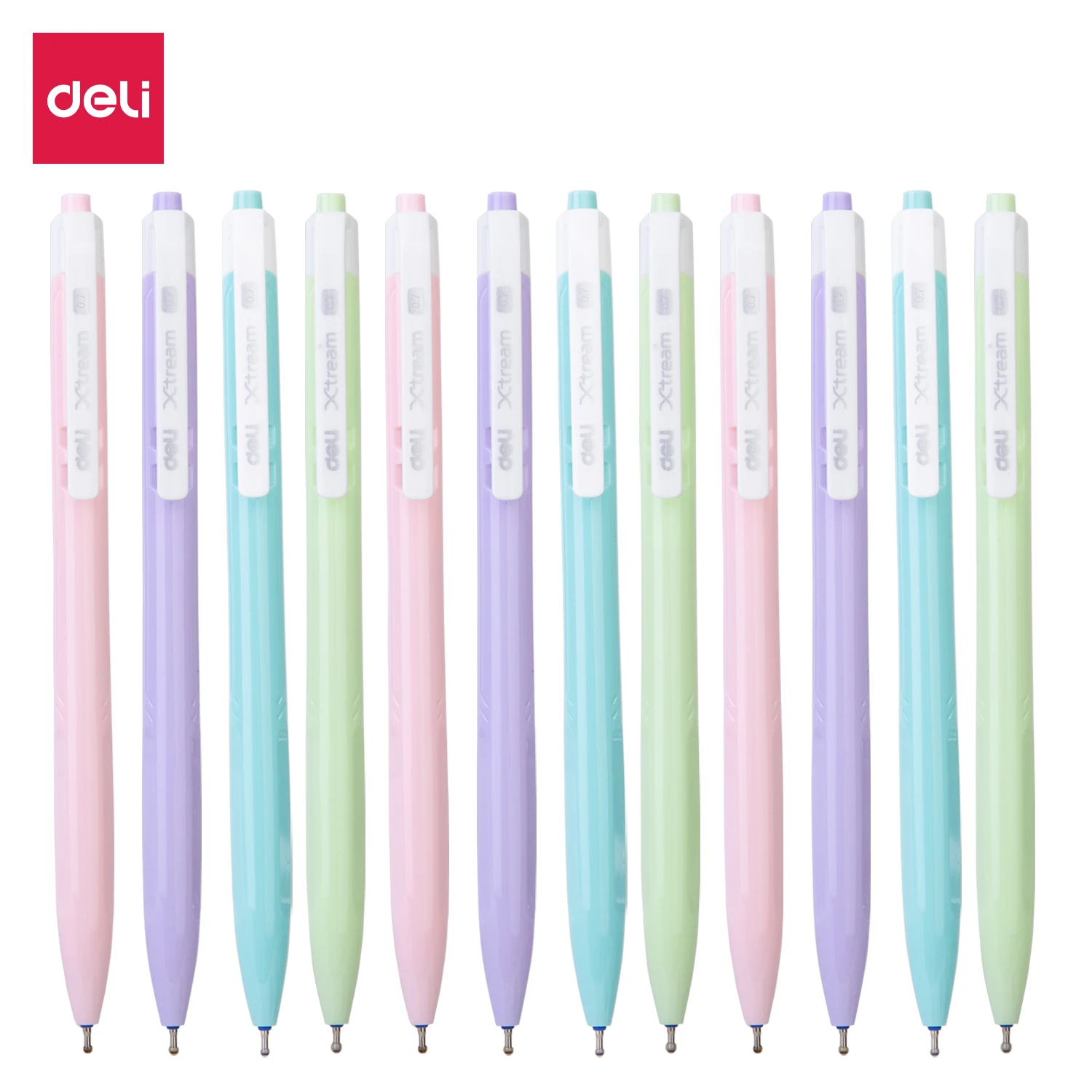 DELI Colorful Ball Pen 0.7mm Student Ballpoint Pens Smooth Writing Fashion Macaroon School Office Supplies Stationery