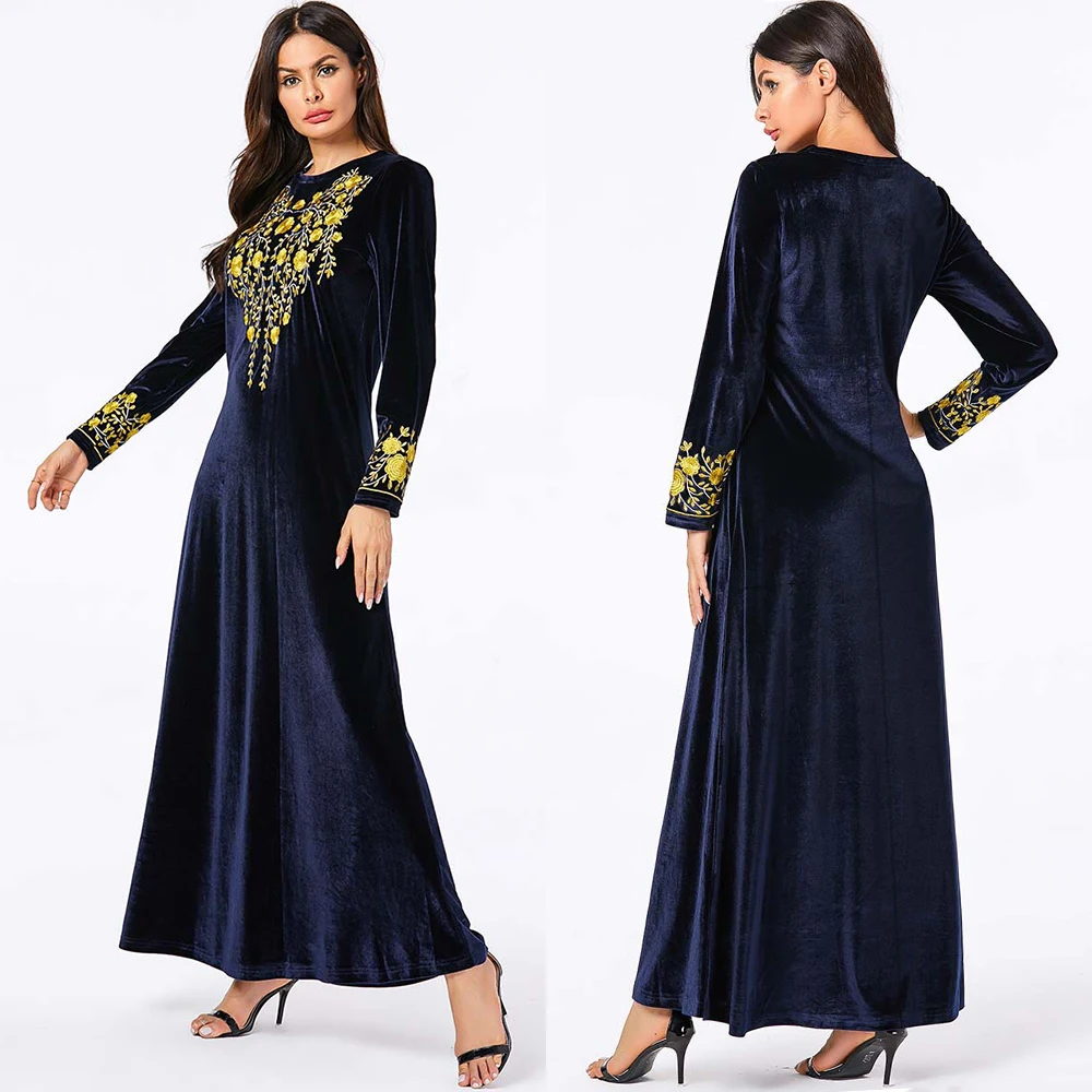 Бархатный халат djellaba femme caftan marocain кафтан абайя в арабском стиле Дубай Бангладеш хиджаб вечернее платье индонезийский Ислам Абая