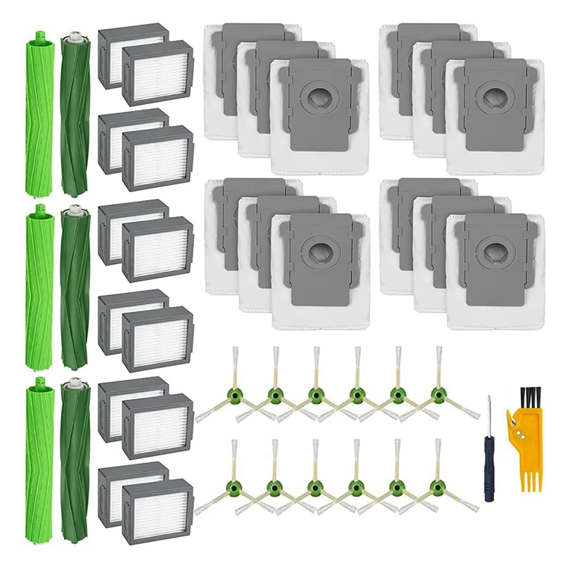 

Replacement Parts Kit For Roomba I7 I7+ I6+ I3+ Pluse5 E6 E7 Vacuum, Rubber Brushes HEPA Filters Side Brushes Bags