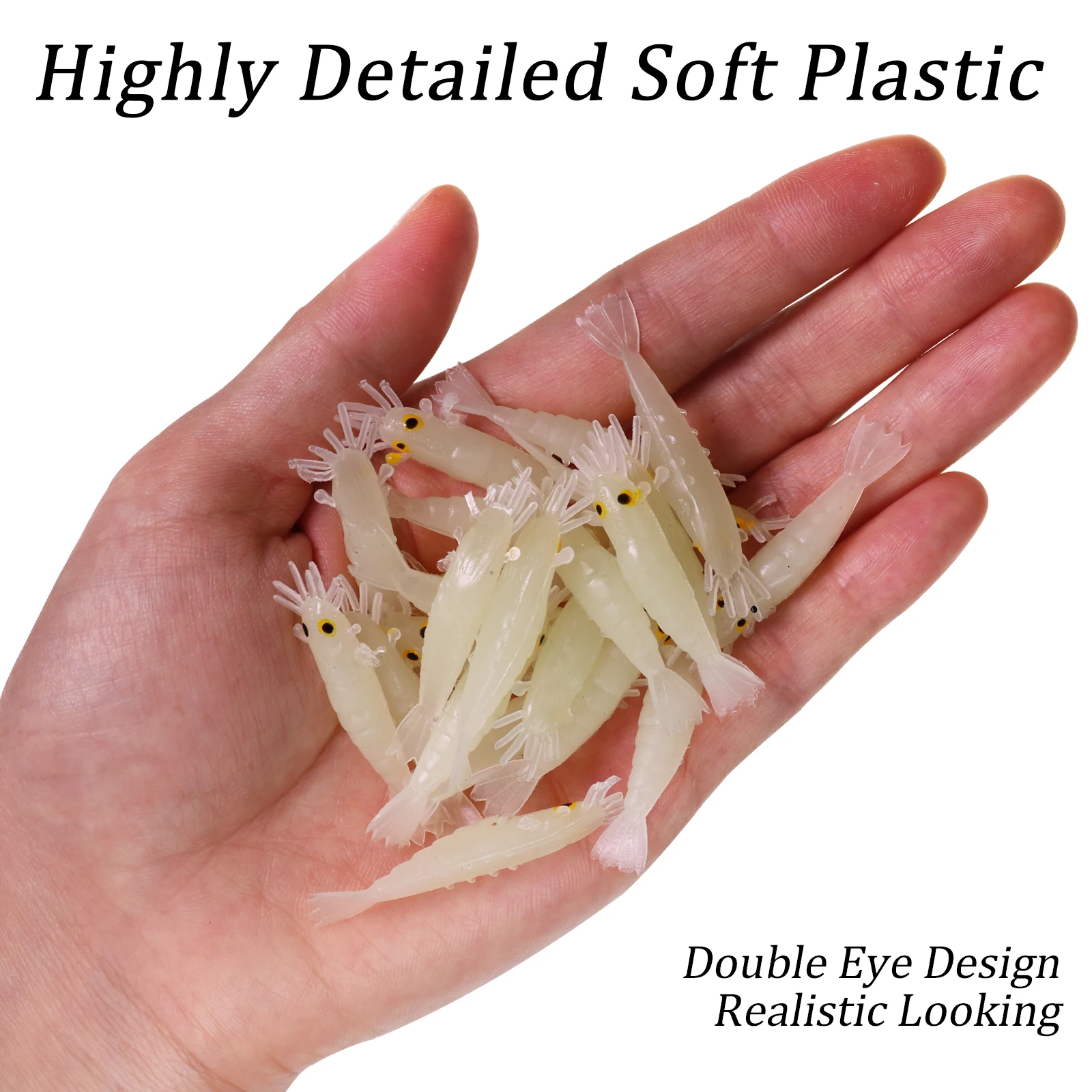 27 шт. 1.7in свечение креветки мягкие приманки Световой личинка червь освещения