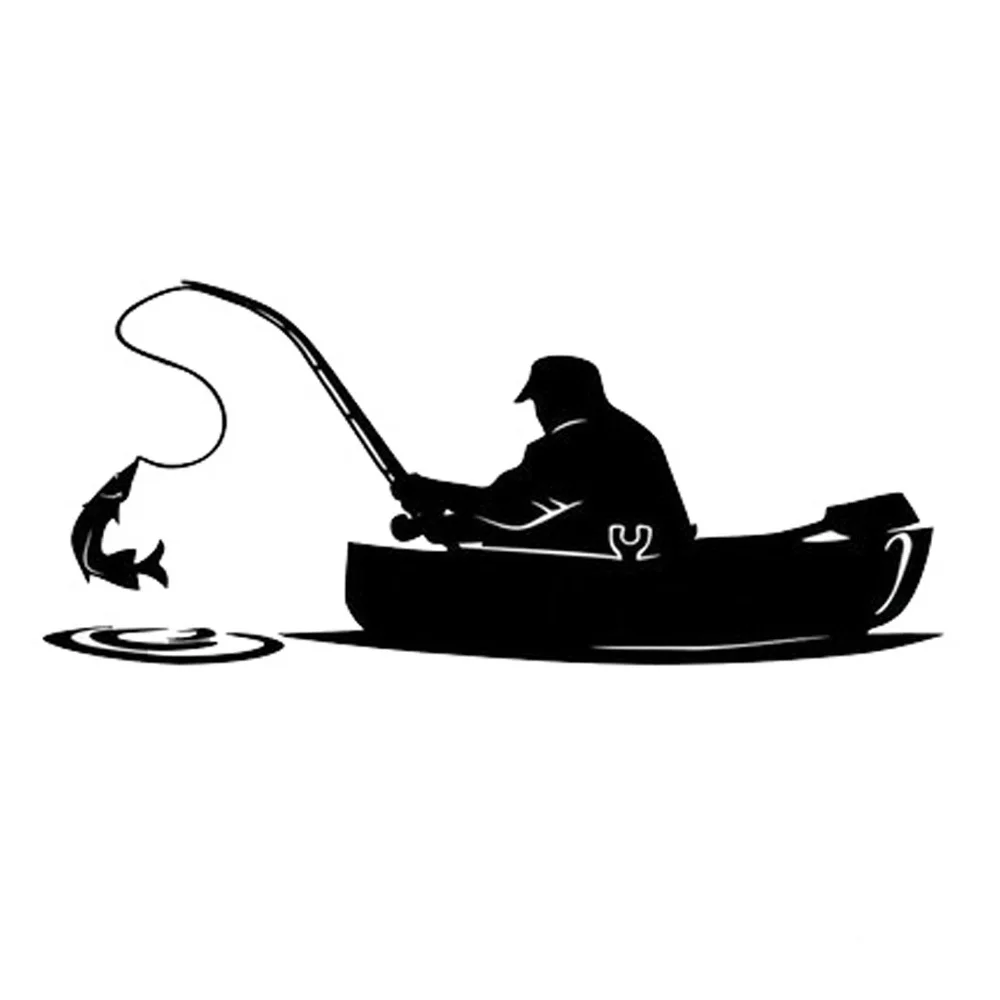 

10-100pcs 15*6.5cm Car Styling Stickers Fisherman Go Fishing On Board Car Stickiers Decals Car Body Window Outdoor stickers